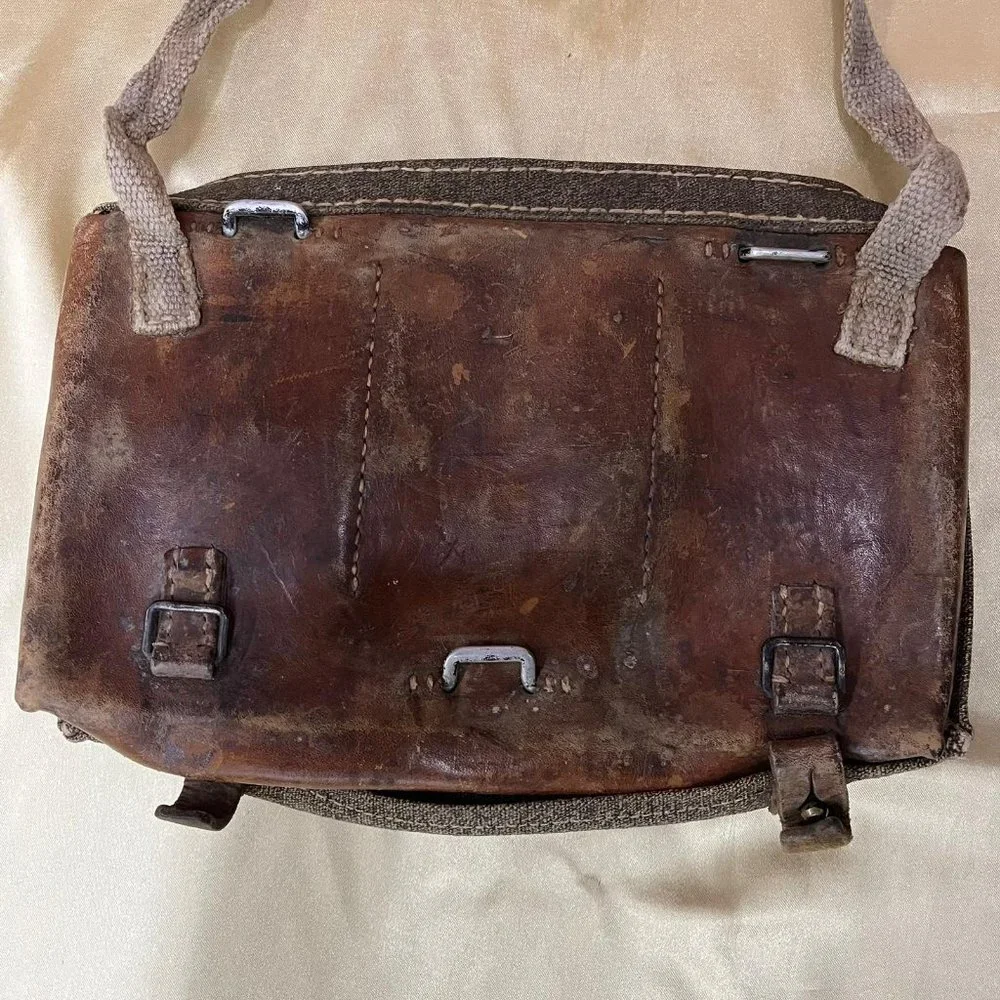 Very Old LEATHER CANVAS used laptop bag one of a kind Shoulder bag